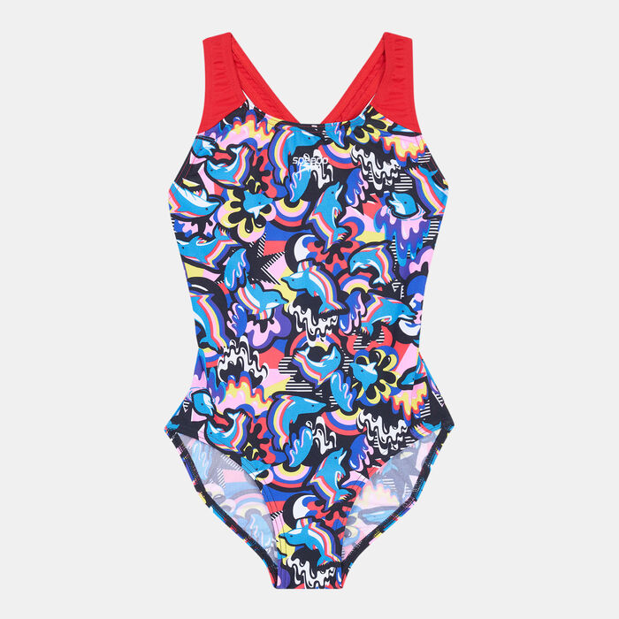 Speedo Kids' Digital Allover Print Splashback Swimsuit Blue image number 0