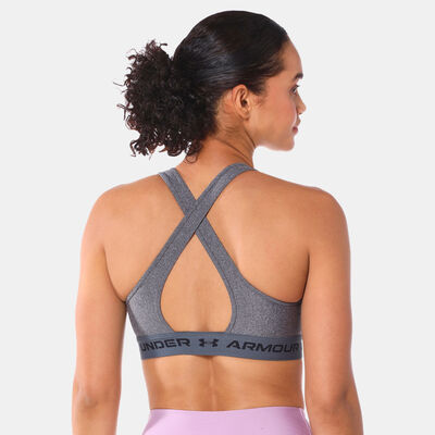 Under Armour Women's Crossback Mid Heather Sports Bra Grey