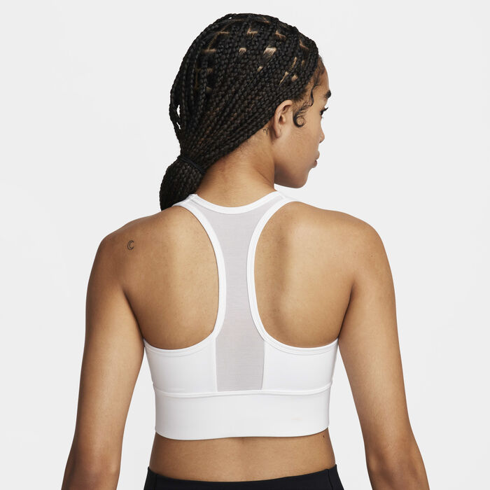 Nike Women's Swoosh Medium-Support Padded Longline Sports Bra White image number 1