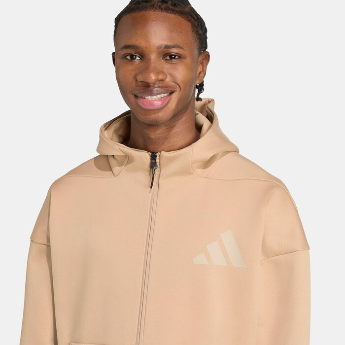 adidas Men's Z.N.E. Full-Zip Hoodie Brown adidas Men's Z.N.E. Full-Zip Hoodie Brown image number 2