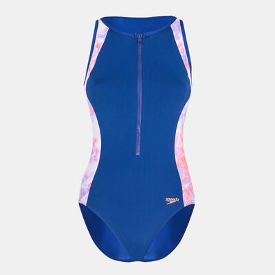 Speedo Women's Panel Hydrasuit One-Piece Hydra Swimsuit Blue