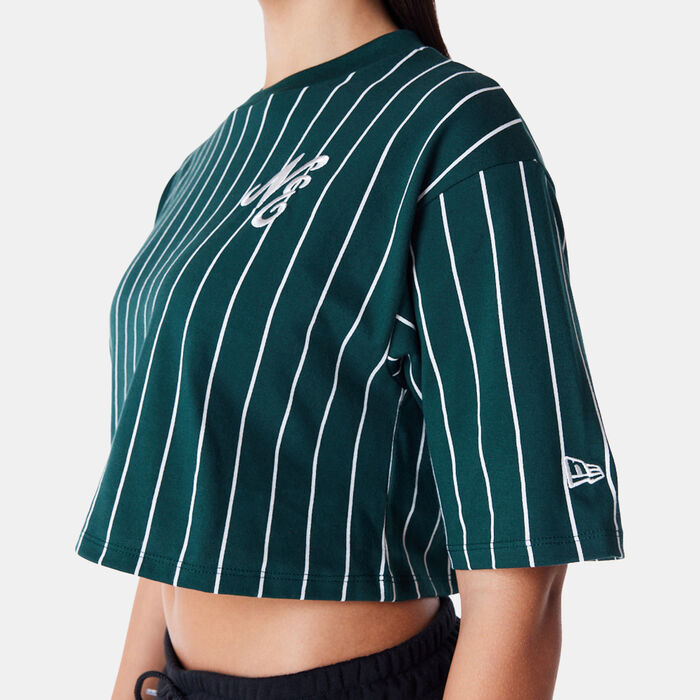 New Era Women's Pinstripe Crop Top Green New Era Women's Pinstripe Crop Top Green image number 3