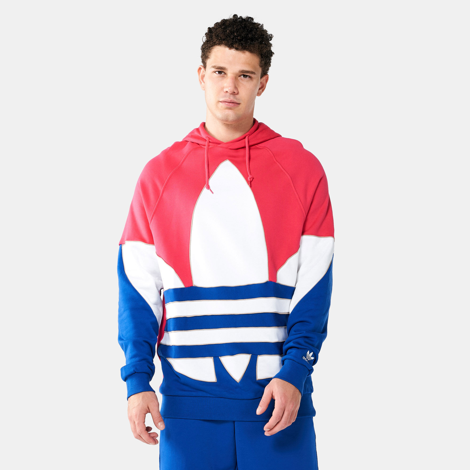 Buy adidas Men s Big Trefoil Outline Colorblocked Hoodie Pink in