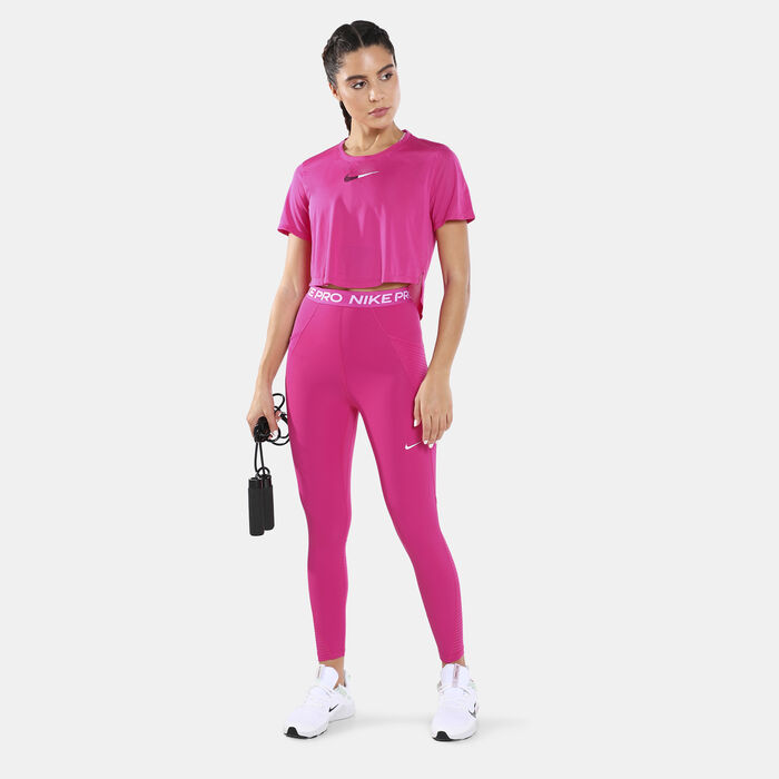 Nike Women's One Dri-FIT Crop Top Pink Nike Women's One Dri-FIT Crop Top Pink image number 2