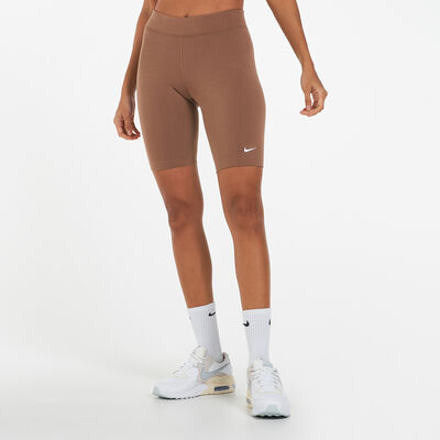 Nike Women's Sportswear Essential Mid-Rise Biker Shorts Brown