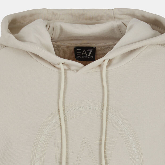 EA7 Emporio Armani Men's Logo Series Hoodie Beige image number 4