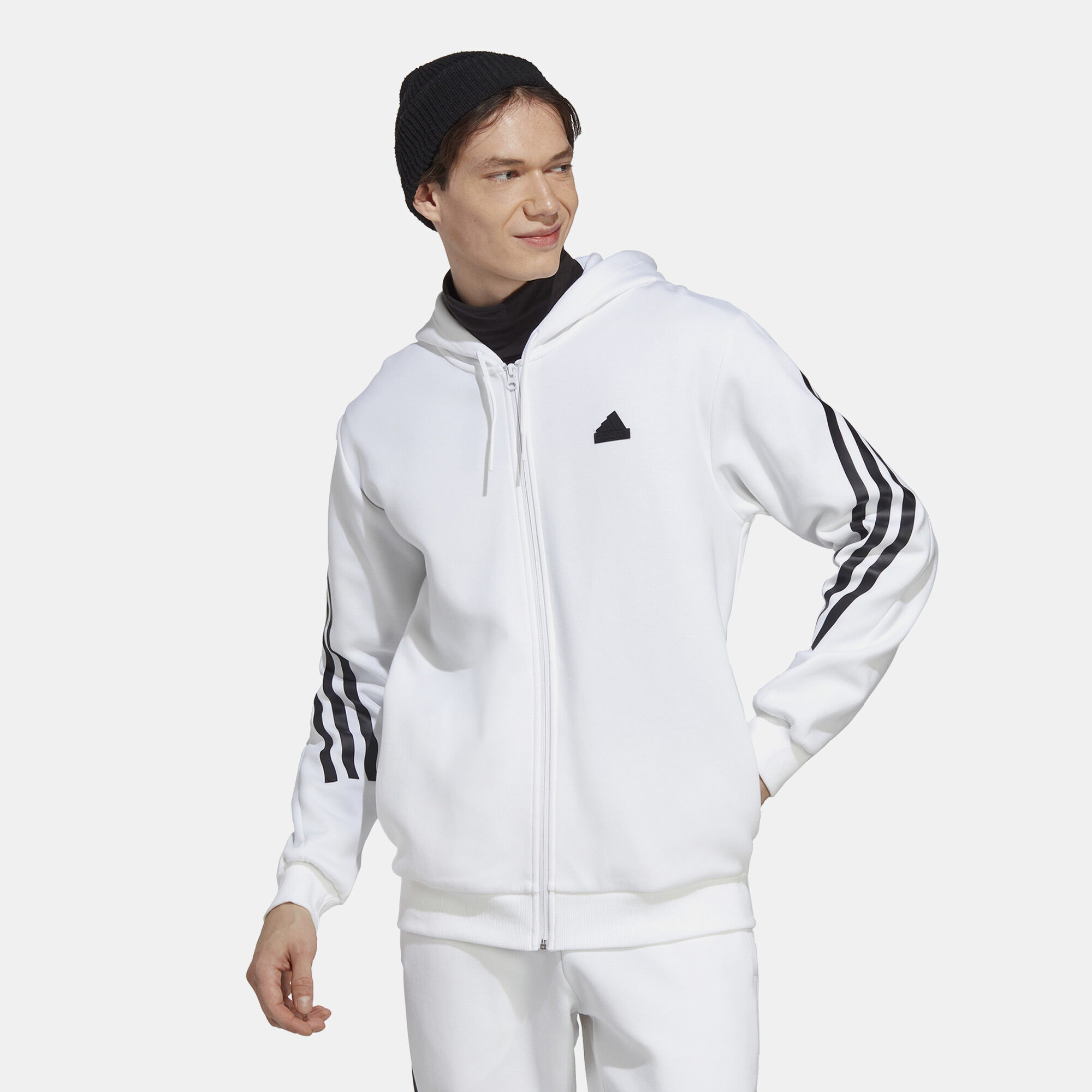 Adidas striped zip hoodie clearance