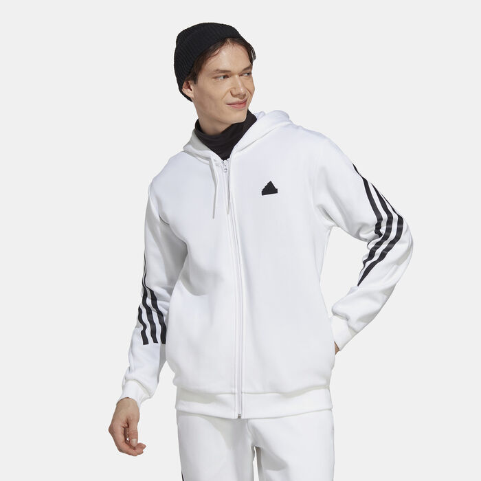 adidas Men's Future Icons 3-Stripes Full-Zip Hoodie White adidas Men's Future Icons 3-Stripes Full-Zip Hoodie White image number 0
