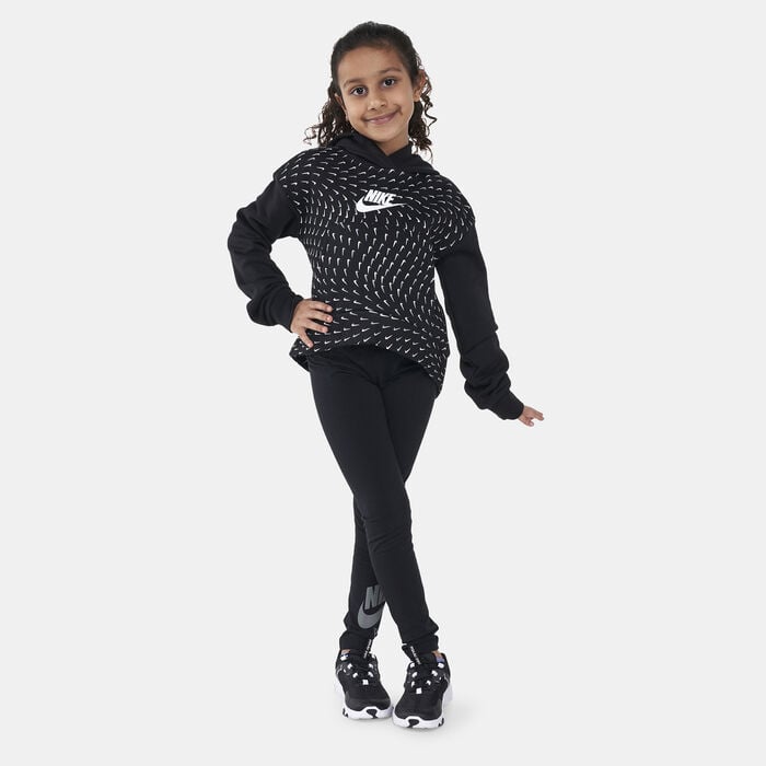 Nike Kids' Sportswear Fleece Allover Print Hoodie Black Nike Kids' Sportswear Fleece Allover Print Hoodie Black image number 2