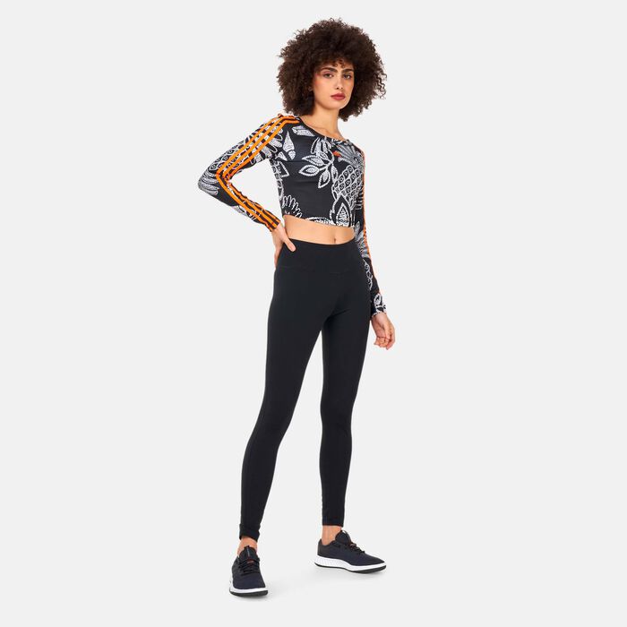 adidas Women's FARM Rio Long-Sleeves Crop Top Black image number 2