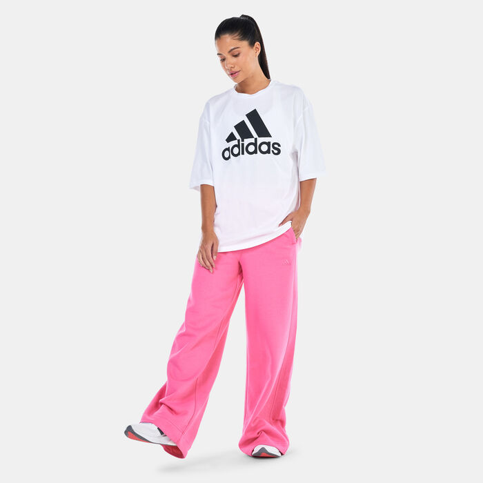 adidas Women's ALL SZN Fleece Wide Pants Pink adidas Women's ALL SZN Fleece Wide Pants Pink image number 2