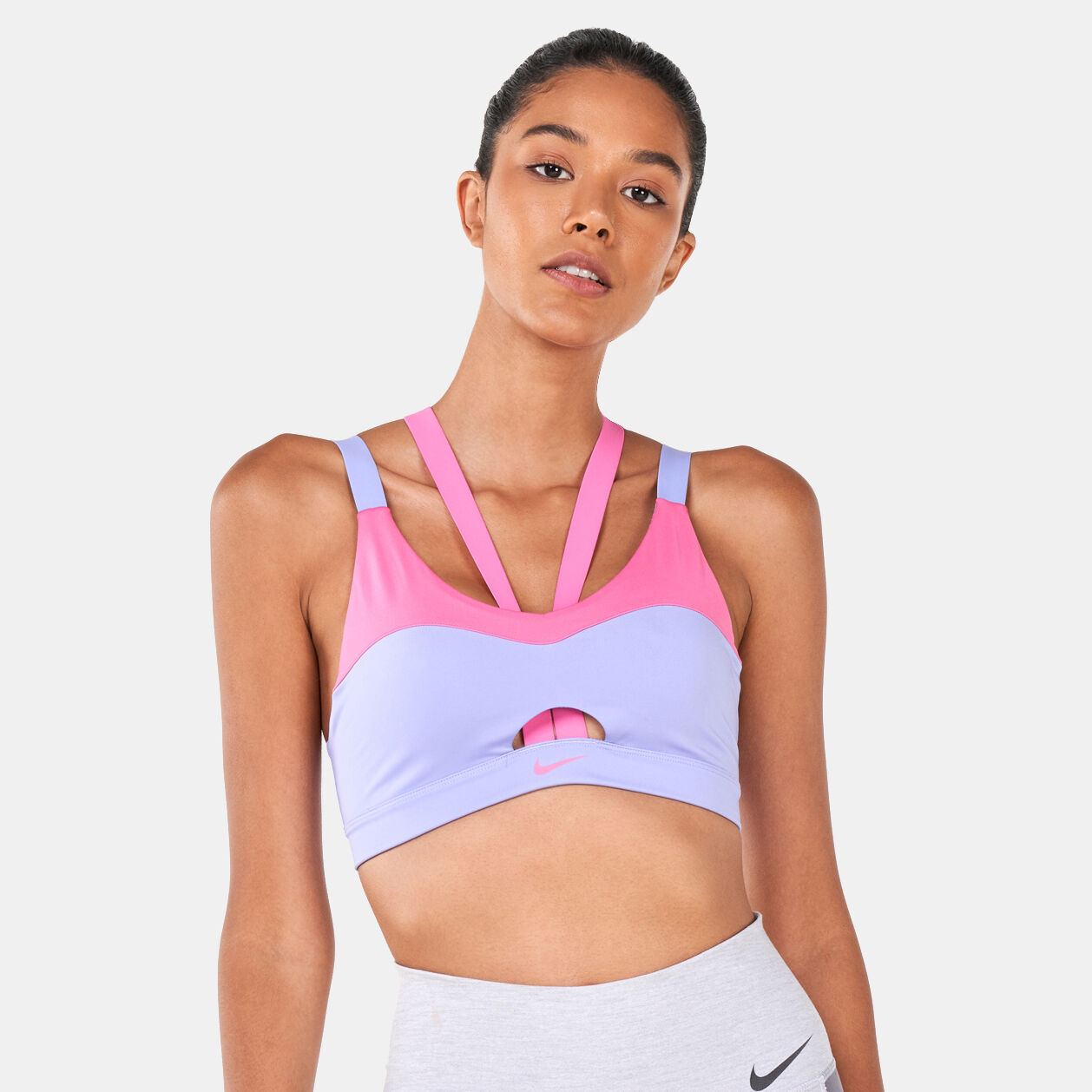 Buy Nike Women s Dri FIT Indy Strappy Cutout Sports Bra Purple in