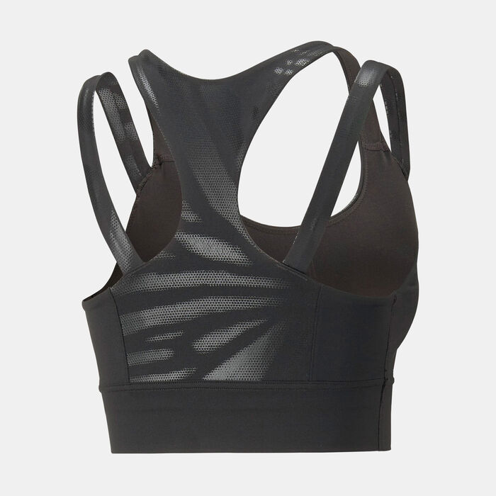 PUMA Women's Nova Shine Mid Impact Eversculpt Sports Bra Black image number 1