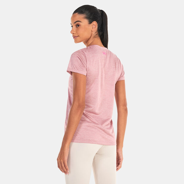 Under Armour Women's UA Tech™ Twist Graphic V-Neck T-Shirt Pink Under Armour Women's UA Tech™ Twist Graphic V-Neck T-Shirt Pink image number 1