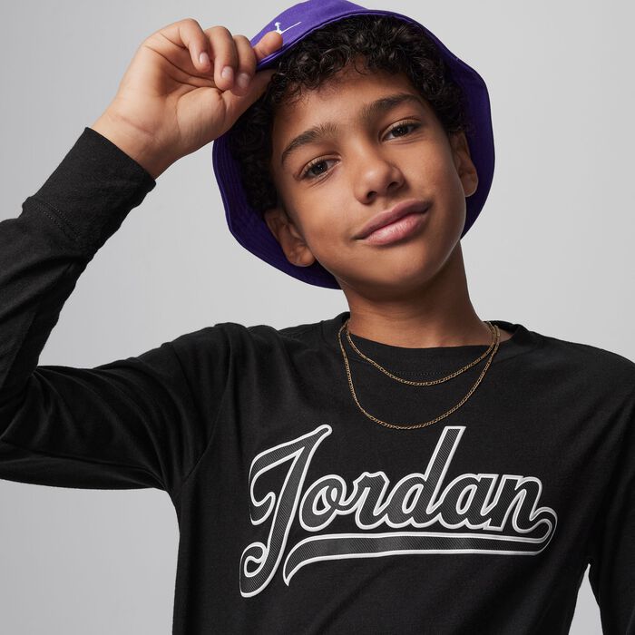 Jordan Kids' Major League Script Graphic Long Sleeve T-Shirt Black Jordan Kids' Major League Script Graphic Long Sleeve T-Shirt Black image number 1