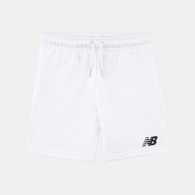 New Balance Kids' Stacked Logo Shorts White New Balance Kids' Stacked Logo Shorts White
