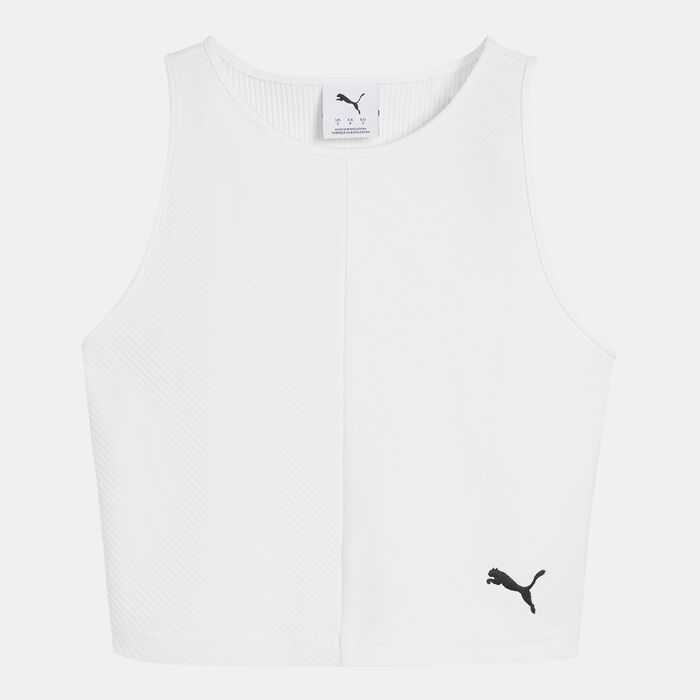 PUMA Women's Essentials Ribbed Crop Top White PUMA Women's Essentials Ribbed Crop Top White image number 0