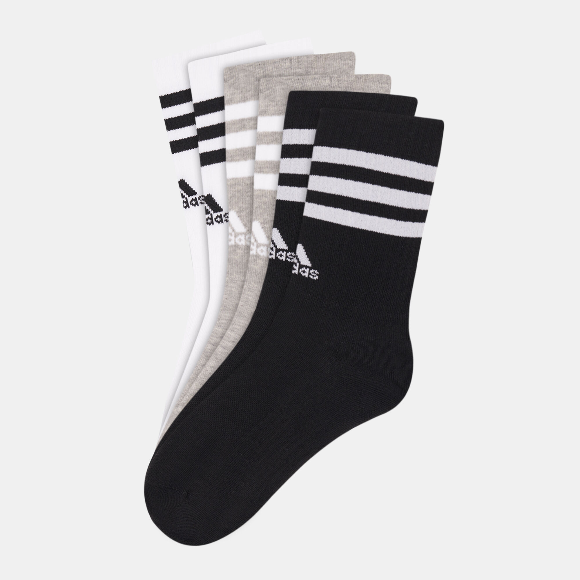 Buy adidas Men s 3 Stripes Cushioned Crew Socks 3 Pack Grey in