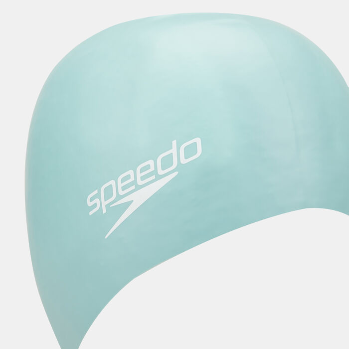 Speedo Plain Moulded Silicone Swimming Cap Green Speedo Plain Moulded Silicone Swimming Cap Green image number 2