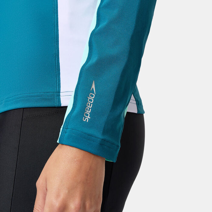 Speedo Women's Long Sleeve Swimming Top Blue Speedo Women's Long Sleeve Swimming Top Blue image number 4