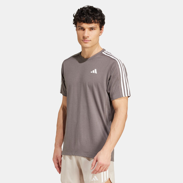 adidas Men's Own the Run 3-Stripes Running T-Shirt Brown adidas Men's Own the Run 3-Stripes Running T-Shirt Brown image number 0
