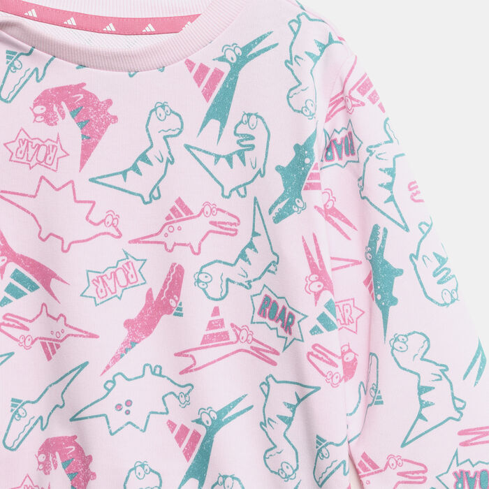 adidas Kids' Seasonal Essentials Adiraptor Sweatshirt And Joggers Set Pink image number 4