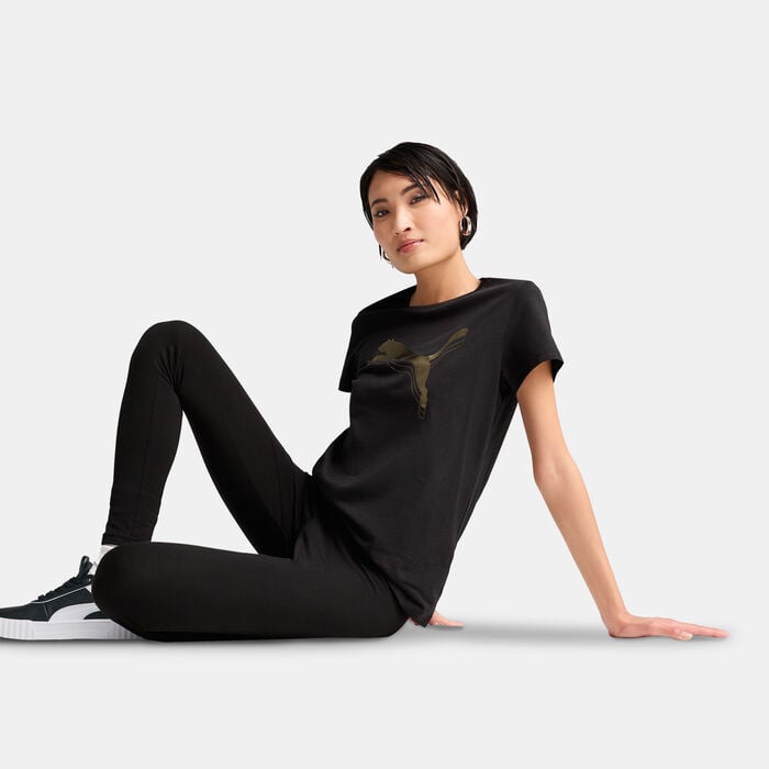 PUMA Women's Essentials Metallic T-Shirt Black PUMA Women's Essentials Metallic T-Shirt Black image number 2