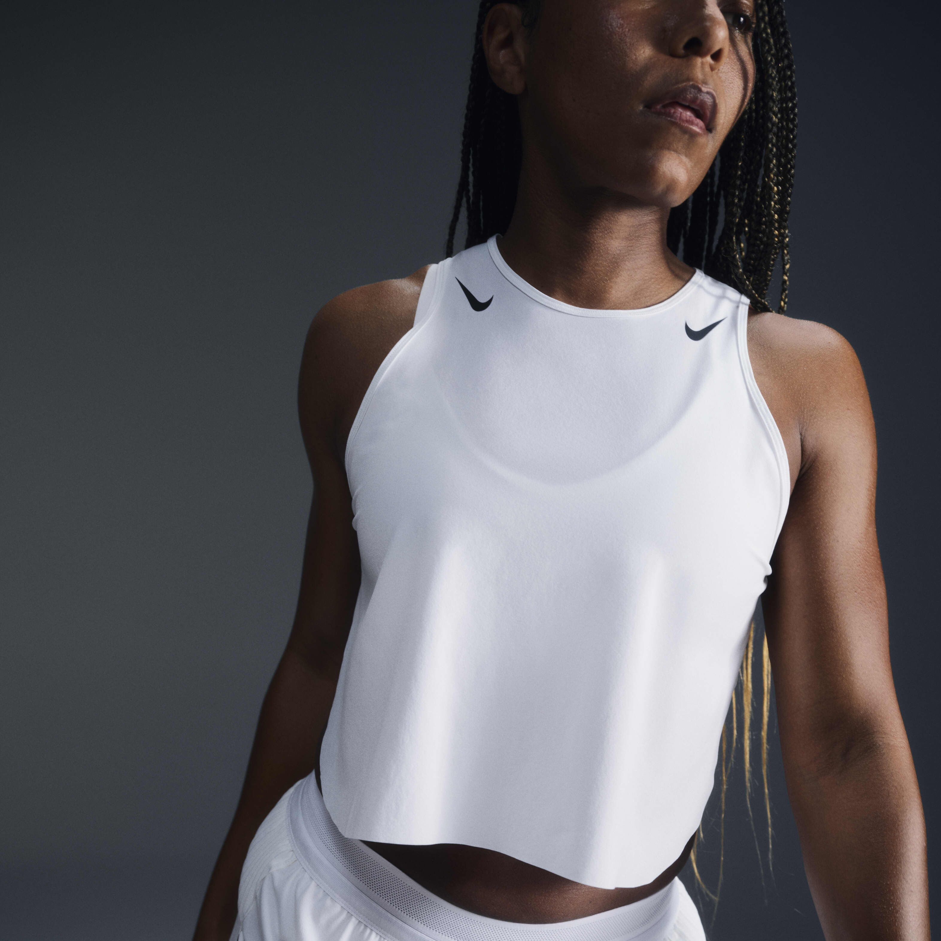 Women s AeroSwift Dri FIT ADV Cropped Running Tank Top White Nike in KSA SSS