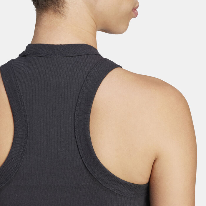 adidas Women's Lounge Ribbed Cropped Tank Top Black image number 4