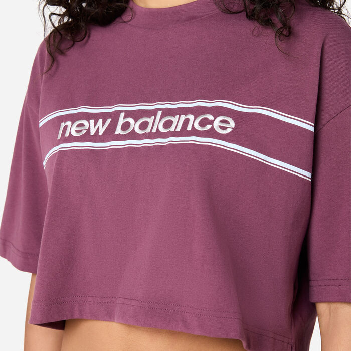 New Balance Women's Athletics Linear Logo T-Shirt Purple image number 3