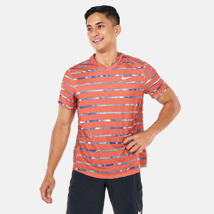 Nike Men's Court Dri-FIT Victory Print Tennis T-Shirt Pink Nike Men's Court Dri-FIT Victory Print Tennis T-Shirt Pink image number 0