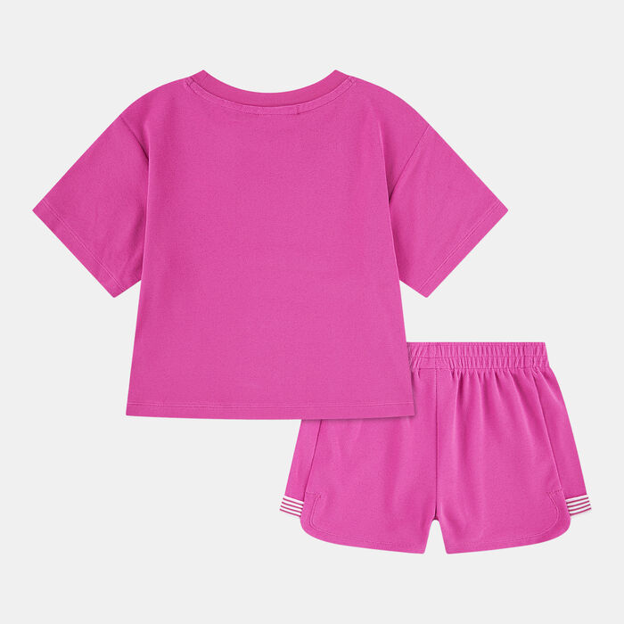 Nike Kids' Let's Roll T-Shirt And Shorts Set Pink image number 1