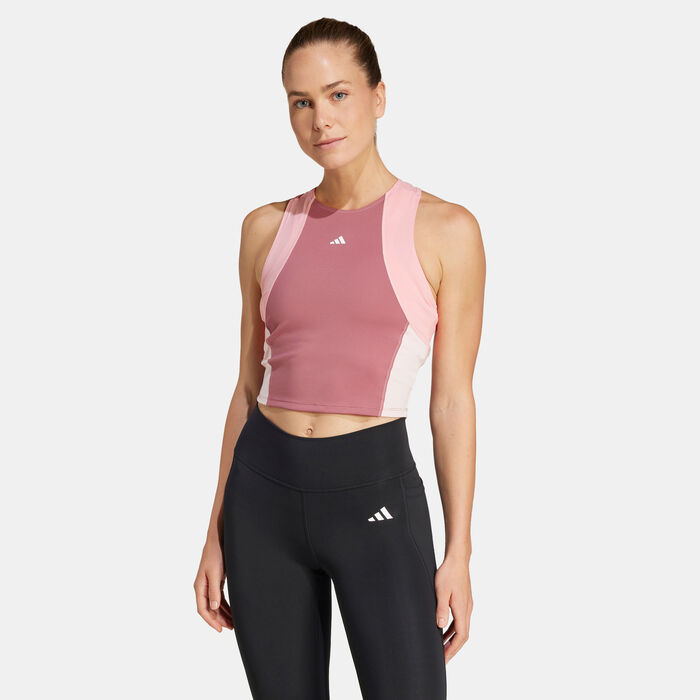 adidas Women's Techfit Colorblock Training Crop Top Pink image number 0