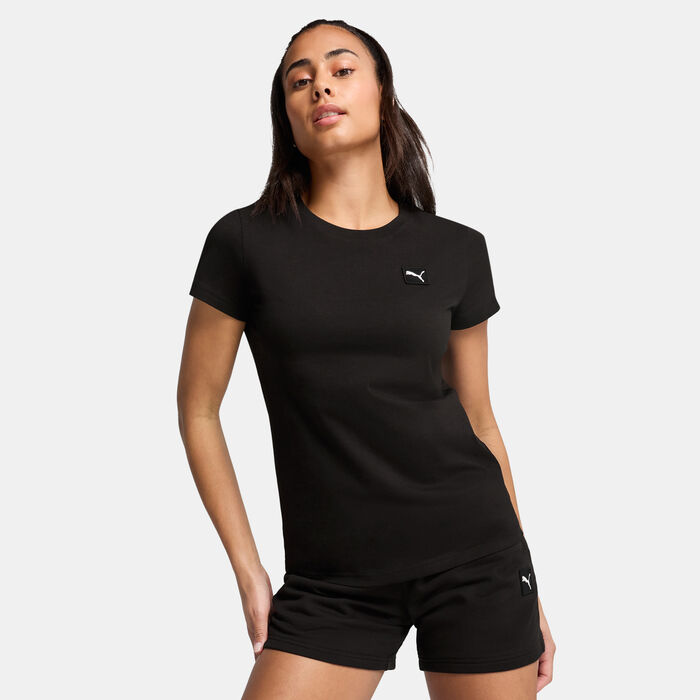 PUMA Women's Essentials Elevated T-Shirt Black PUMA Women's Essentials Elevated T-Shirt Black image number 0