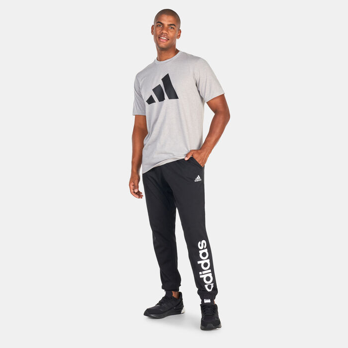 adidas Men's Essentials Single Jersey Tapered Logo Training Joggers Blue image number 2