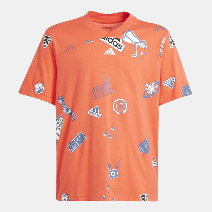 adidas Kids' Brand Love T-Shirt Red adidas Kids' Brand Love T-Shirt Red image number 0