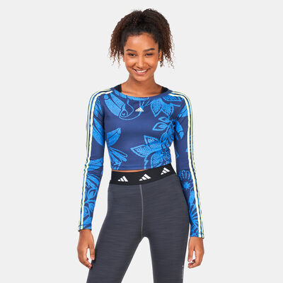 adidas Women's FARM Rio Long-Sleeves Crop Top Blue