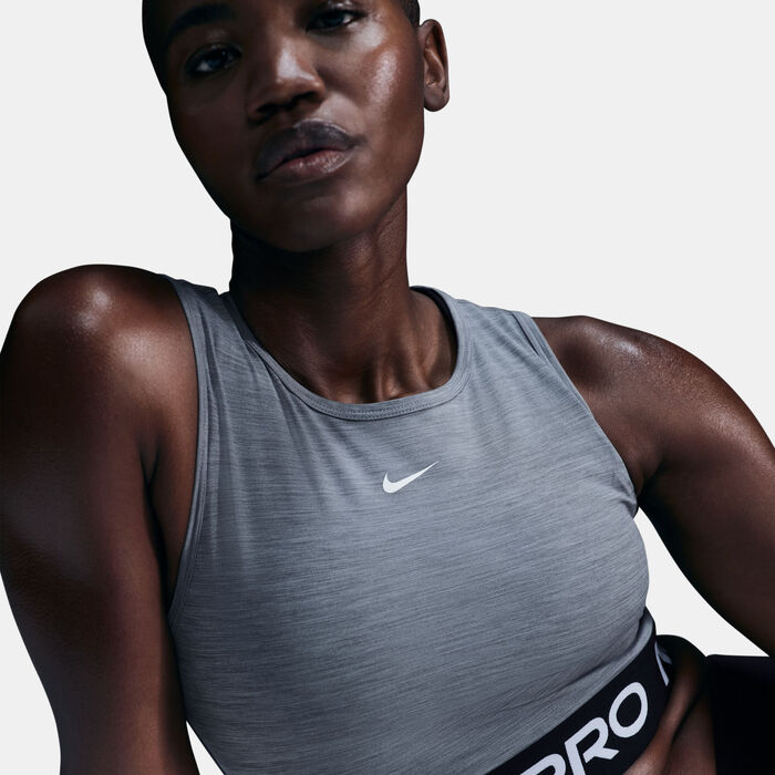 Nike Women's Pro Dri-FIT Crop Top Grey image number 3