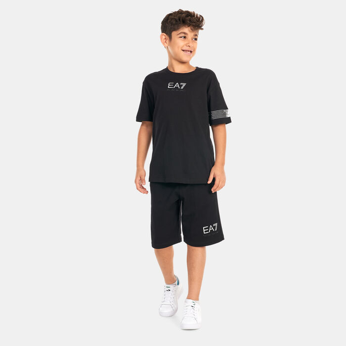 EA7 Emporio Armani Kids' 7 Lines Logo T-Shirt Black EA7 Emporio Armani Kids' 7 Lines Logo T-Shirt Black image number 2