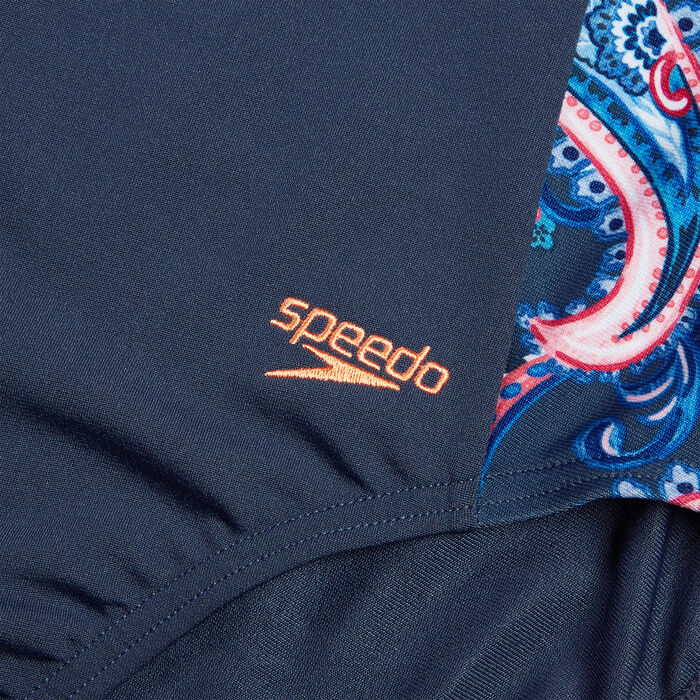 Speedo Women's Printed One-Piece Swimsuit Blue Speedo Women's Printed One-Piece Swimsuit Blue image number 4