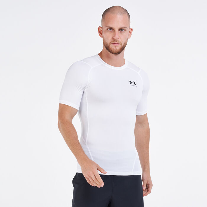Under Armour Men's HeatGear Armour Short Sleeve Compression Shirt White