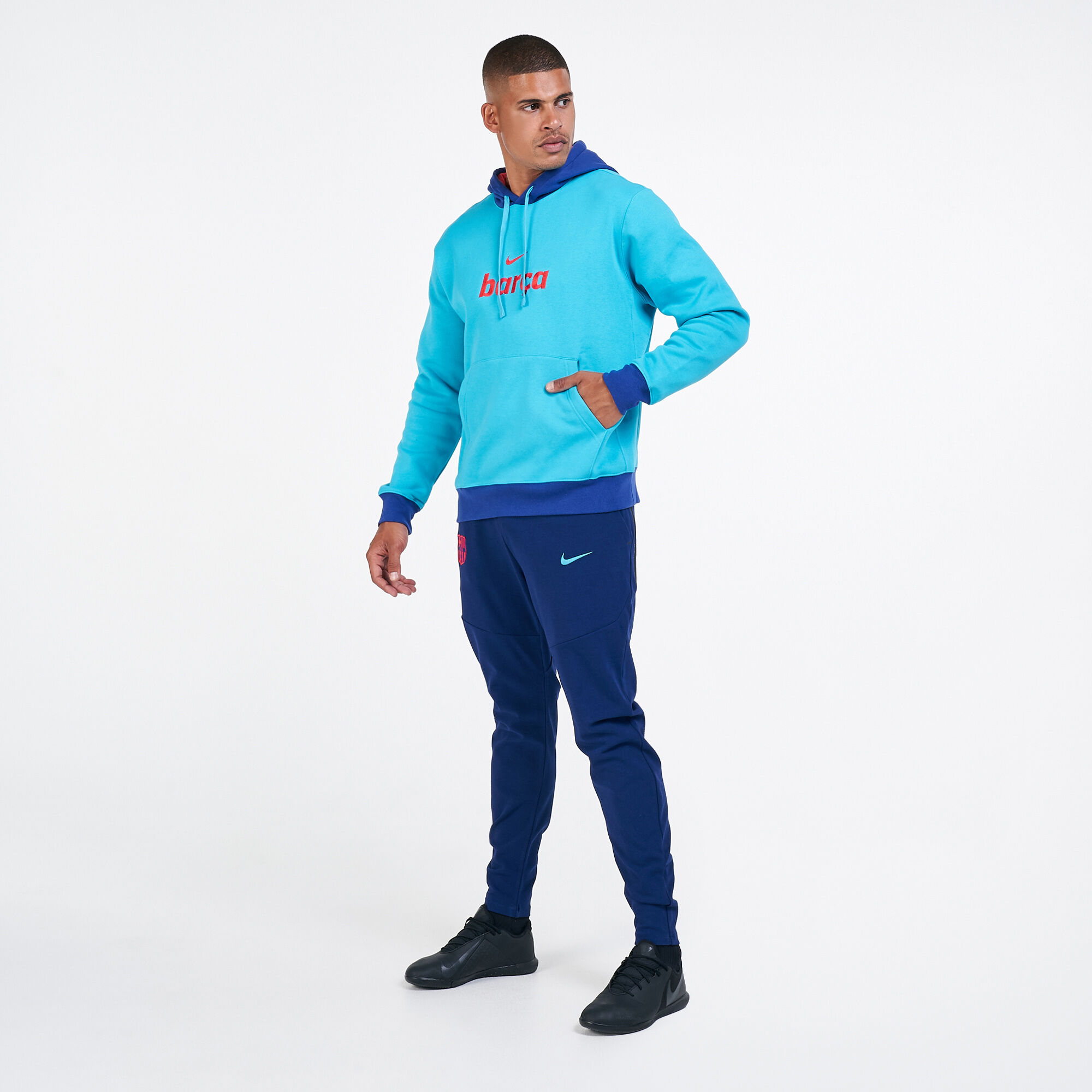 Men's fleece pullover hoodie fc sales barcelona
