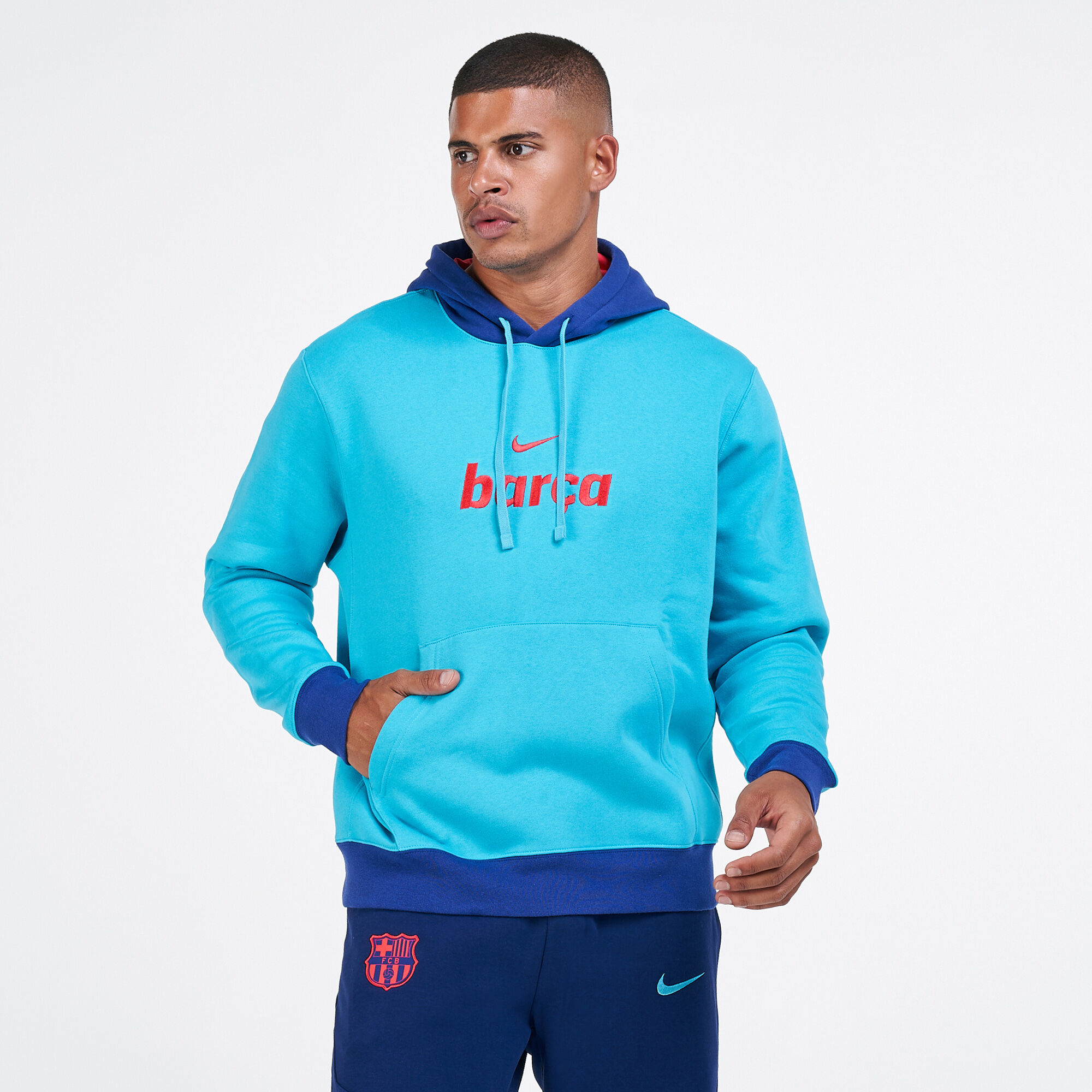 Men's fleece pullover hoodie fc barcelona 2025