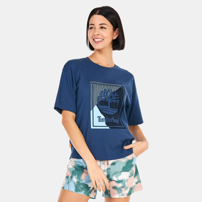 Timberland Women's Stack Logo T-Shirt Blue Timberland Women's Stack Logo T-Shirt Blue image number 0