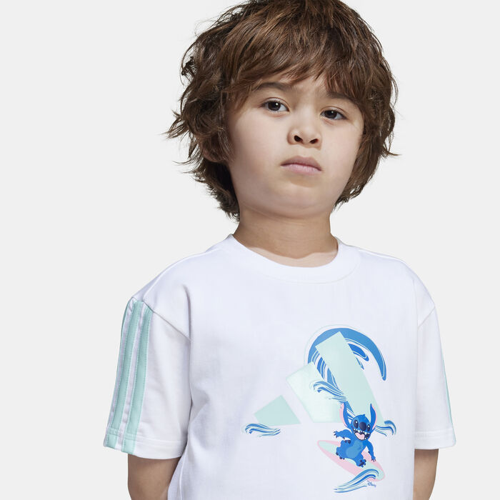 adidas Kids' Disney Lilo & Stitch T-Shirt and Shorts Set White adidas Kids' Disney Lilo & Stitch T-Shirt and Shorts Set White image number 3