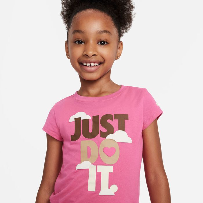 Kids Sweet Swoosh Just Do It Graphic T Shirt Pink Nike in KSA SSS
