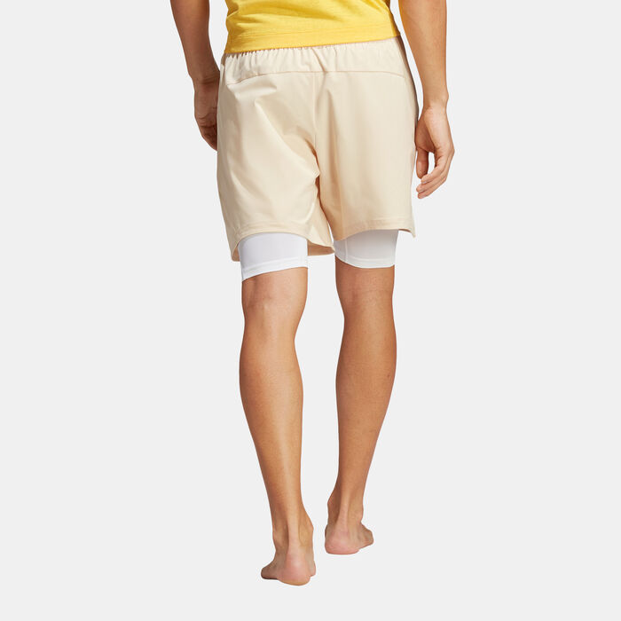 adidas Men's Yoga Training 2-in-1 Shorts Beige adidas Men's Yoga Training 2-in-1 Shorts Beige image number 1