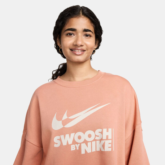 Nike Women's Sportswear Oversized Fleece Sweatshirt Brown image number 3