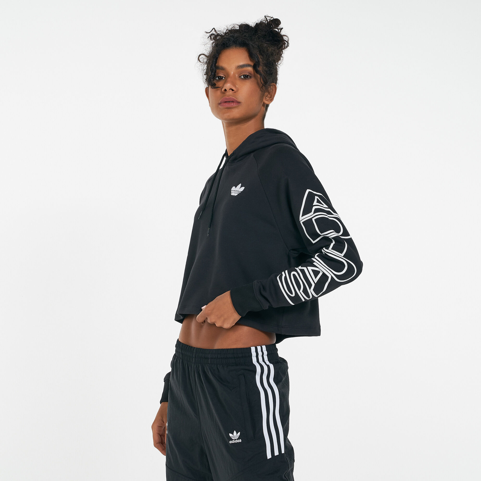 Adidas originals women's cropped graphic hoodie top