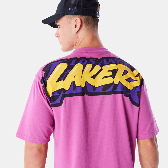 New Era Men's NBA Los Angeles Lakers Wordmark T-Shirt Purple New Era Men's NBA Los Angeles Lakers Wordmark T-Shirt Purple image number 4